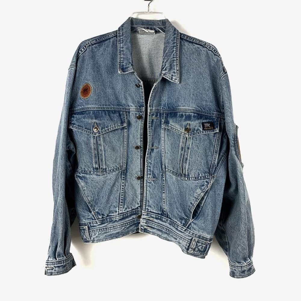 Vintage Parasuco Denim Jean Jacket 1980's "In Denim We Trust" - Medium